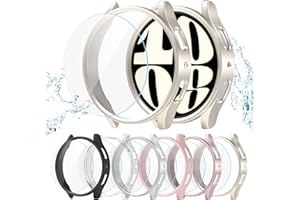 Haojavo [6+8 Pack for Samsung Galaxy Watch 6 40mm Screen Protector Case, 6 PACK Hard PC Cover Protective Bumper Shell + 8 PACK Tempered Glass Screen Protector Film for Galaxy Watch 6 40mm Accessories