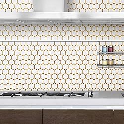 DICOFUN 10-Sheet Hexagon Peel and Stick Backsplash