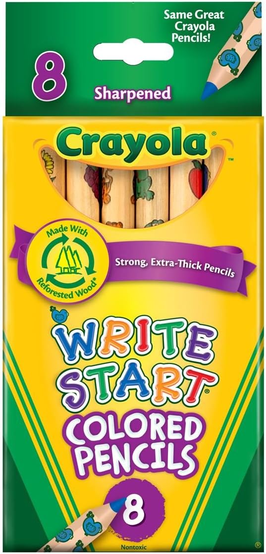 Crayola Write Start Colored Pencils, Classic Colors, 8 Count, Assorted (CYO684108): Toys & Games