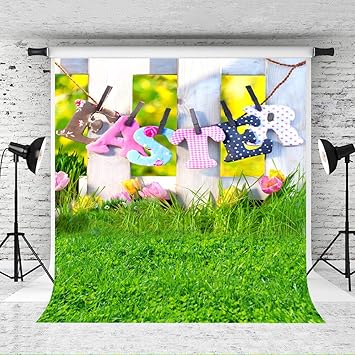Amazon Com Little Lucky 5x7ft Easter Backdrop Wood Fence Garden