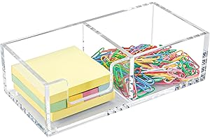 Dealpoli Acrylic 2in1 Sticky Note Holder A Versatile Desk Organization Solution for Office Home School Post Bank Dispenser for 3"X3" Memo (DP002)