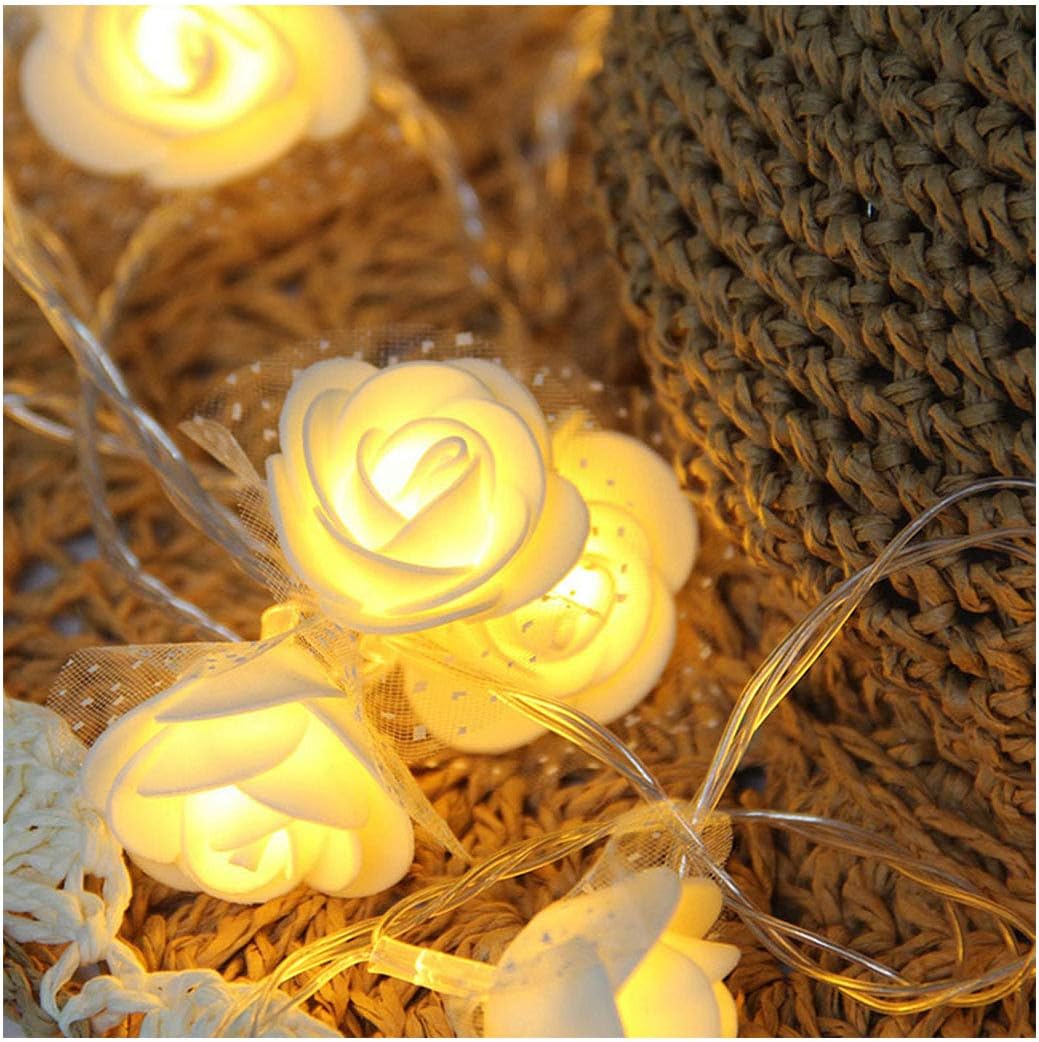 40 LED White Rose Flower Indoor Fairy Lights Decorative String Light by
