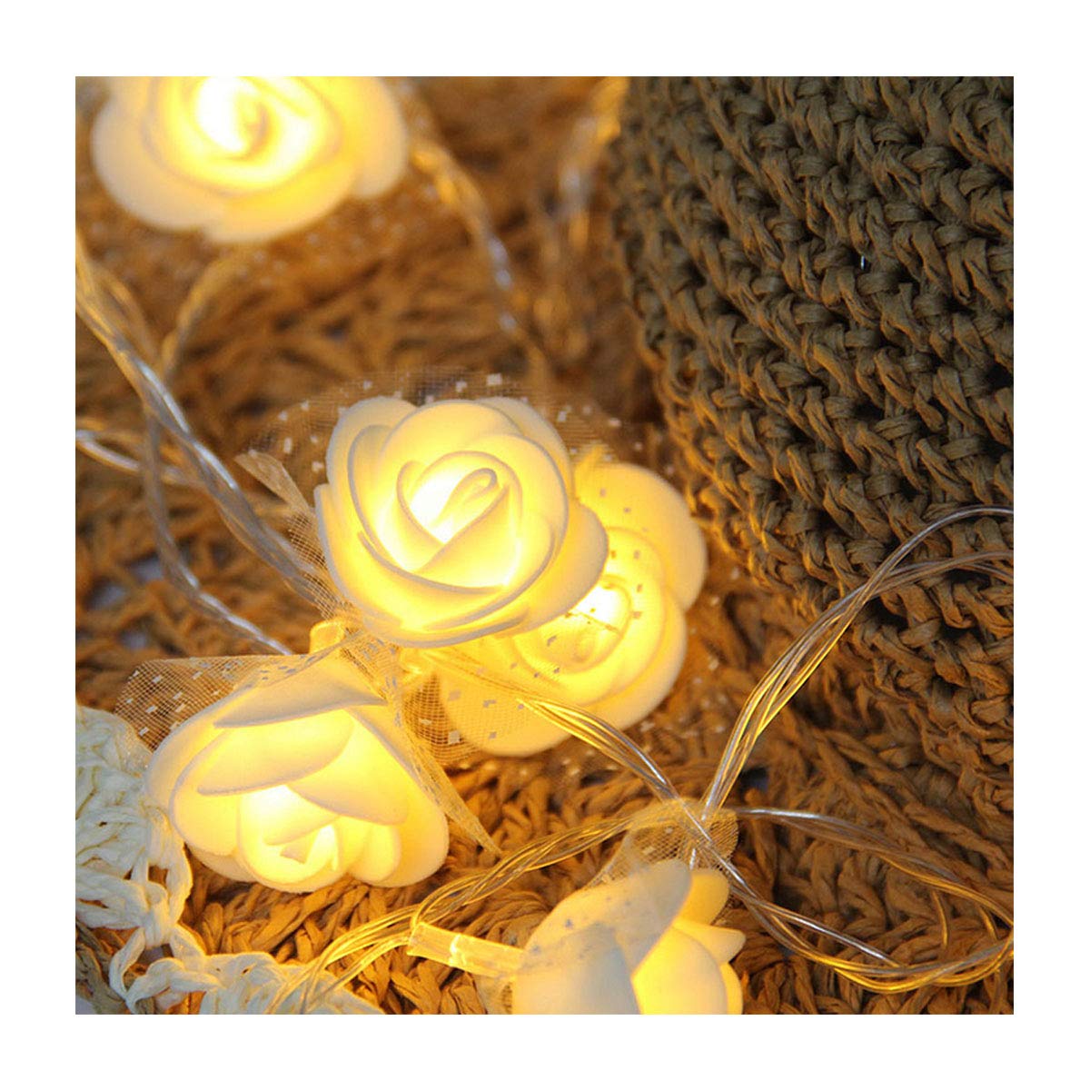 20 LED White Rose Flower Indoor Fairy Lights Decorative String Light by Millya