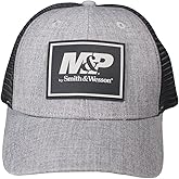M&P® by Smith & Wesson® Officially Licensed Men's Trucker & Full-Twill Caps, Adjustable Snapback or Hook & Loop, Range Ready™ (US, Alpha, One Size, Gray)