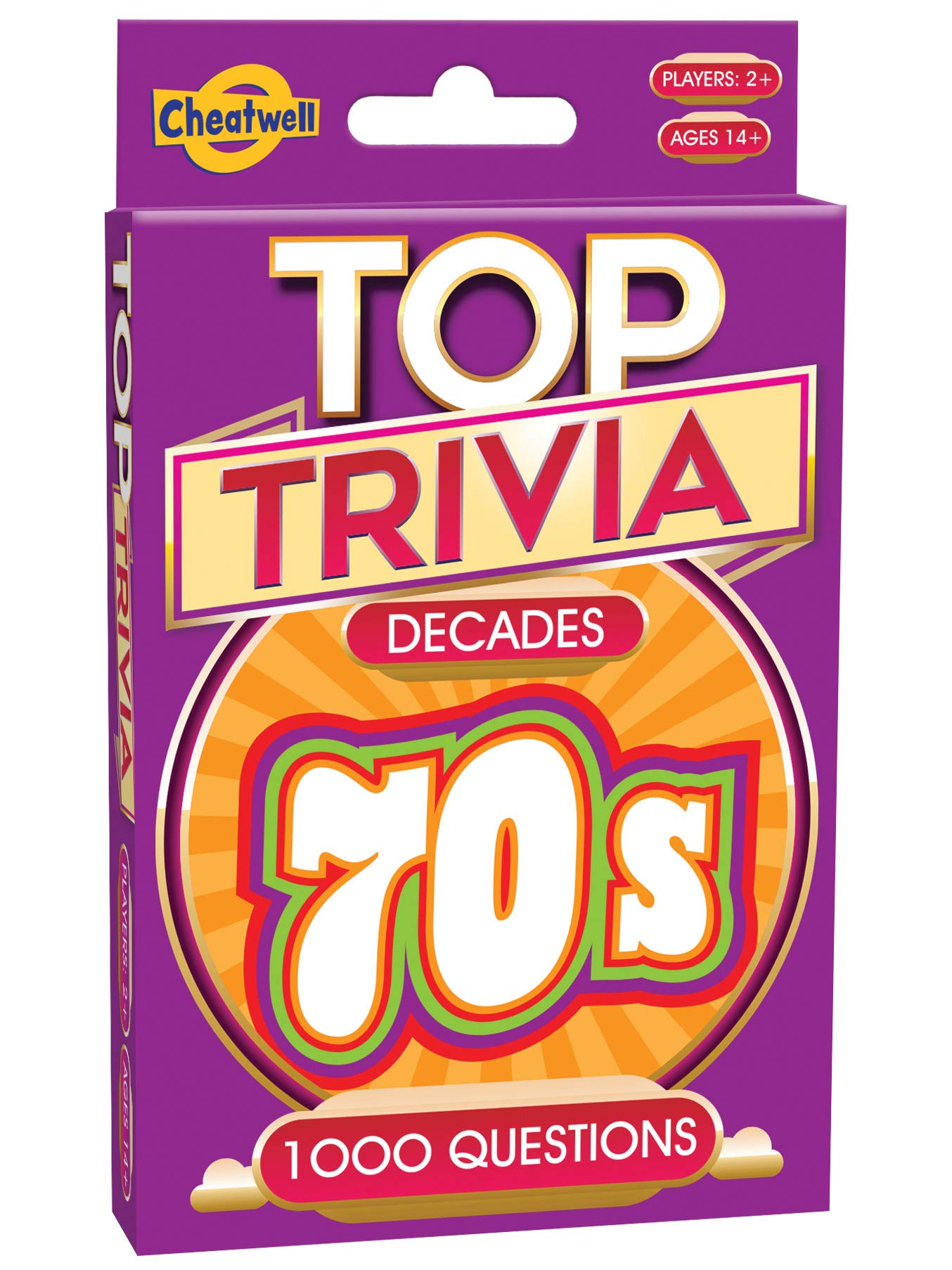 Cheatwell Games Top Trivia 1970's - A Decade of Trivia Travel Pack Card Game - 1000 Quiz Questions - For Ages 14 and up