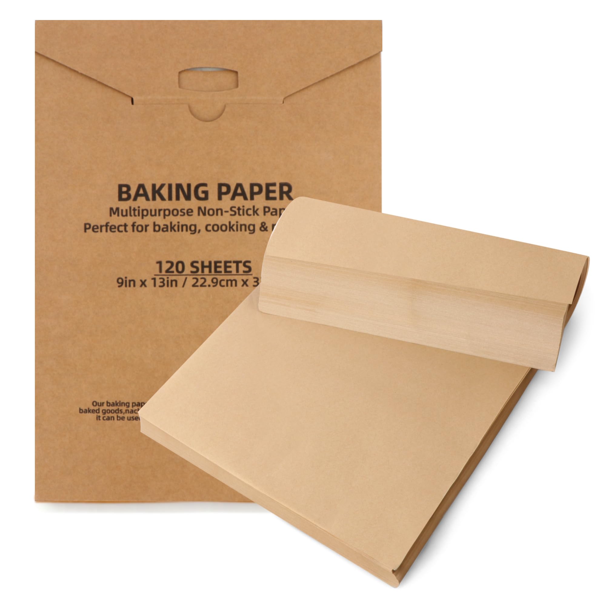 Photo 1 of 120 Pcs Parchment Paper Baking Sheets, 9"x13" Precut Non-Stick Baking Parchment Paper Sheets Bun Sheet Pan Liners.Baking Grilling Air Fryer Steaming Bread Cup Cake Cookie (Brown-9"x13")