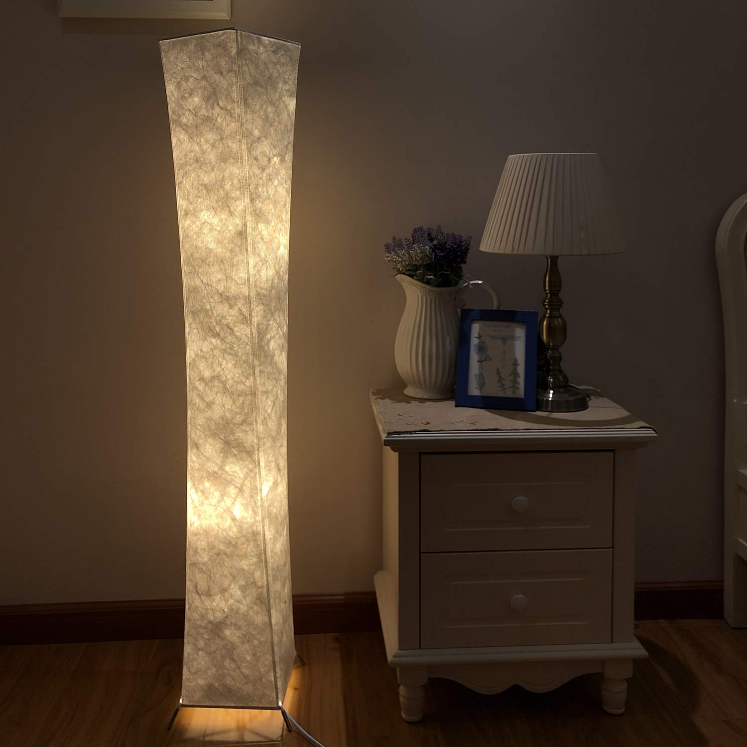 CROSS ZEBRA Floor Lamp, Bedroom Fabric Lamp Soft Warm Lighting Romantic Atmosphere Minimalist Modern Design for Living Room, Tall Arc Floor Standing Lamps Curved Sleeping Night Light(20 * 20 * 132cm)