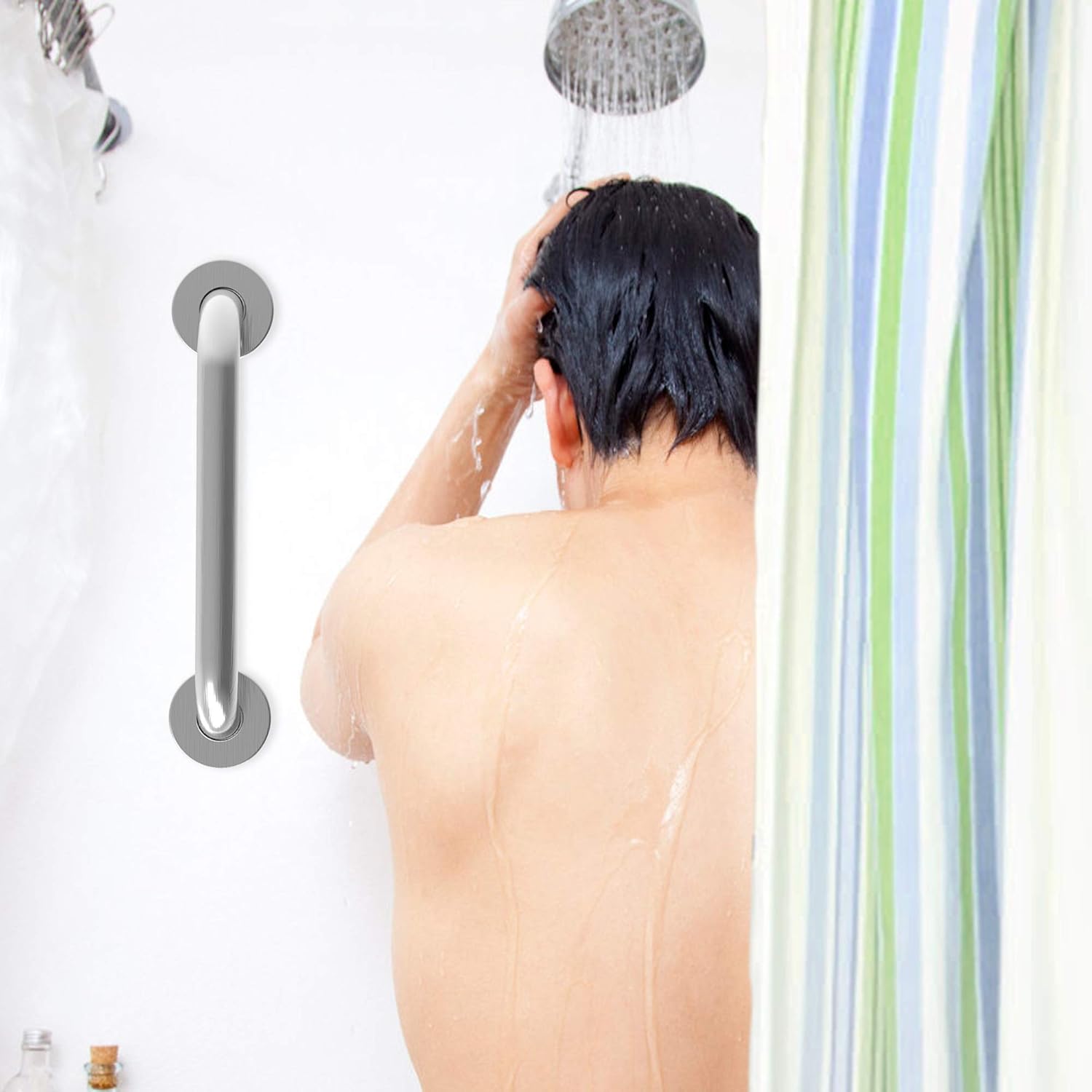 AmeriLuck Stainless Steel Bath Grab Bar, ADA 500lbs Loading Capacity, Brushed Nickel, 12in | 2 Pack: Health & Personal Care