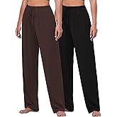 FEQO 2 Pack Women's Lounge Pants Wide Leg Yoga Pants Casual Pajama Bottoms