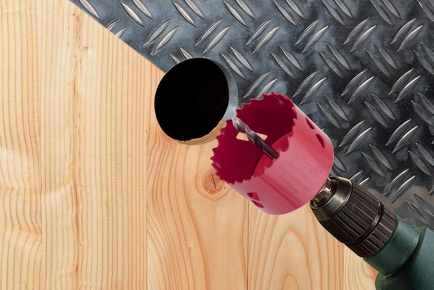 wolfcraft Bi-Metal Hole Saw, diameter 68 mm I 5474000 I for drywall materials wood, plastics and metals, cutting depth 40 mm - Image 5