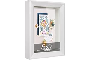 JD ART GALLERY 5x7 White Shadow Box Frame Made of Eco-Friendly Wood | Handcrafted | HD Glass for Wall and Tabletop