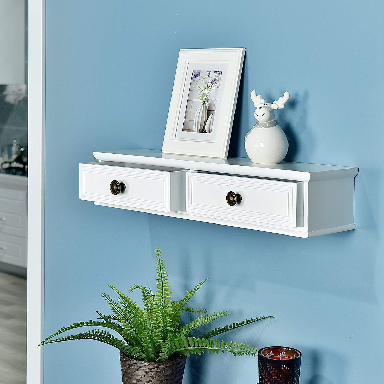 Woodsy Wooden Wall Drawer Wall Mount Rack Shelf White Amazon