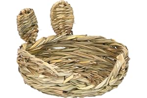 Ｂｅｓｇａ Rabbit Grass Bed Bunny Bedding Nest Straw Hamster Nest Cages Resting Basket Pet Hay Bed Grass House for Rabbits, Guinea