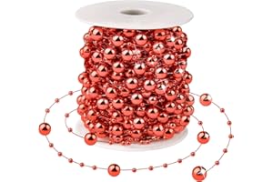 AISCOOL Christmas Tree Beads Garland Decorations - 66Ft Strands Chain Pearls Beads String for DIY Christmas Tree Wreath, Xmas Decor Beaded Garlands for Stairs Fireplace Wedding Holiday Party Gift