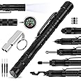ERKOON Survival Multi-Tool Pen, Pocket Multitools Pen with Screwdriver, Stylus Compass, Bottle Opener, Flashlight, Whistles, 