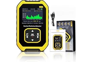 GOLDCHAMP Nuclear Radiation Detector Geiger Counter Radiation Dosimeter Portable Beta Gamma X-ray Rechargeable Radiation Meter with LCD Display, 5 Dosage Units Switched for Household, Industry