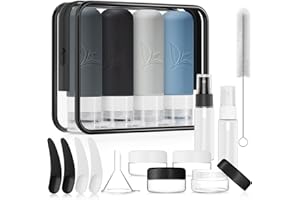 JBYAMUS 18 Pcs Silicone Bottles Set, Leak-Proof Design, Travel Size, TSA Approved for Toiletries, Portable Containers and Best Gifts for Women (BPA Free)