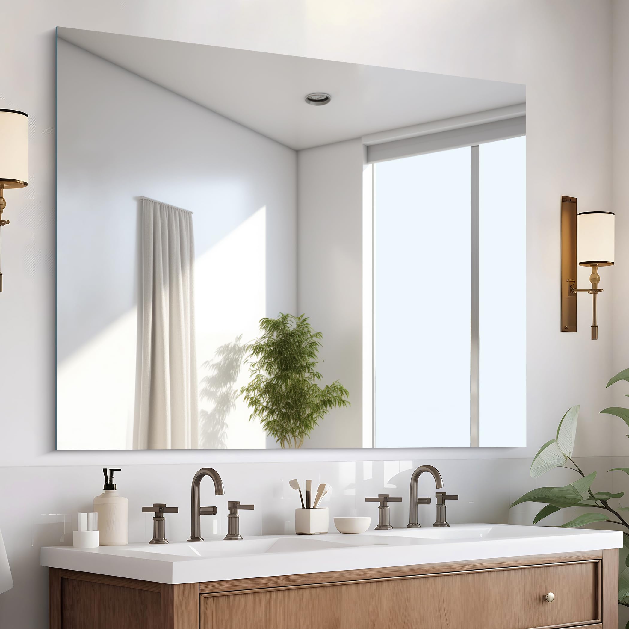 Photo 1 of CILIBER Frameless Mirror, 40x48 Inch Large Bathroom Mirrors for Wall Over Sink, Upgraded Shatterproof Vanity Mirror with Polished Edge for Bathroom,Bedroom,Living Room and Entryway