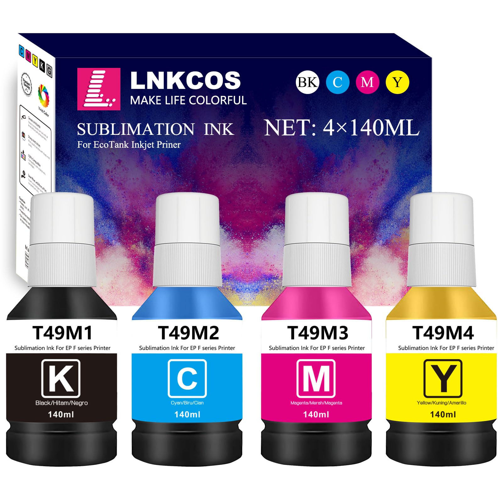 LNKCOS T49M 4×140ML T49 T49M Sublimation Ink for