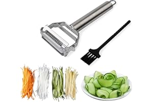 Sunkuka Julienne Peeler Stainless Steel Cutter Slicer with Cleaning Brush Pro for Carrot Potato Melon Gadget Vegetable Fruit