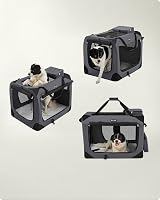 Feandrea Foldable Pet Carrier Bag Large Soft Sided Travel Crate Grey view 7