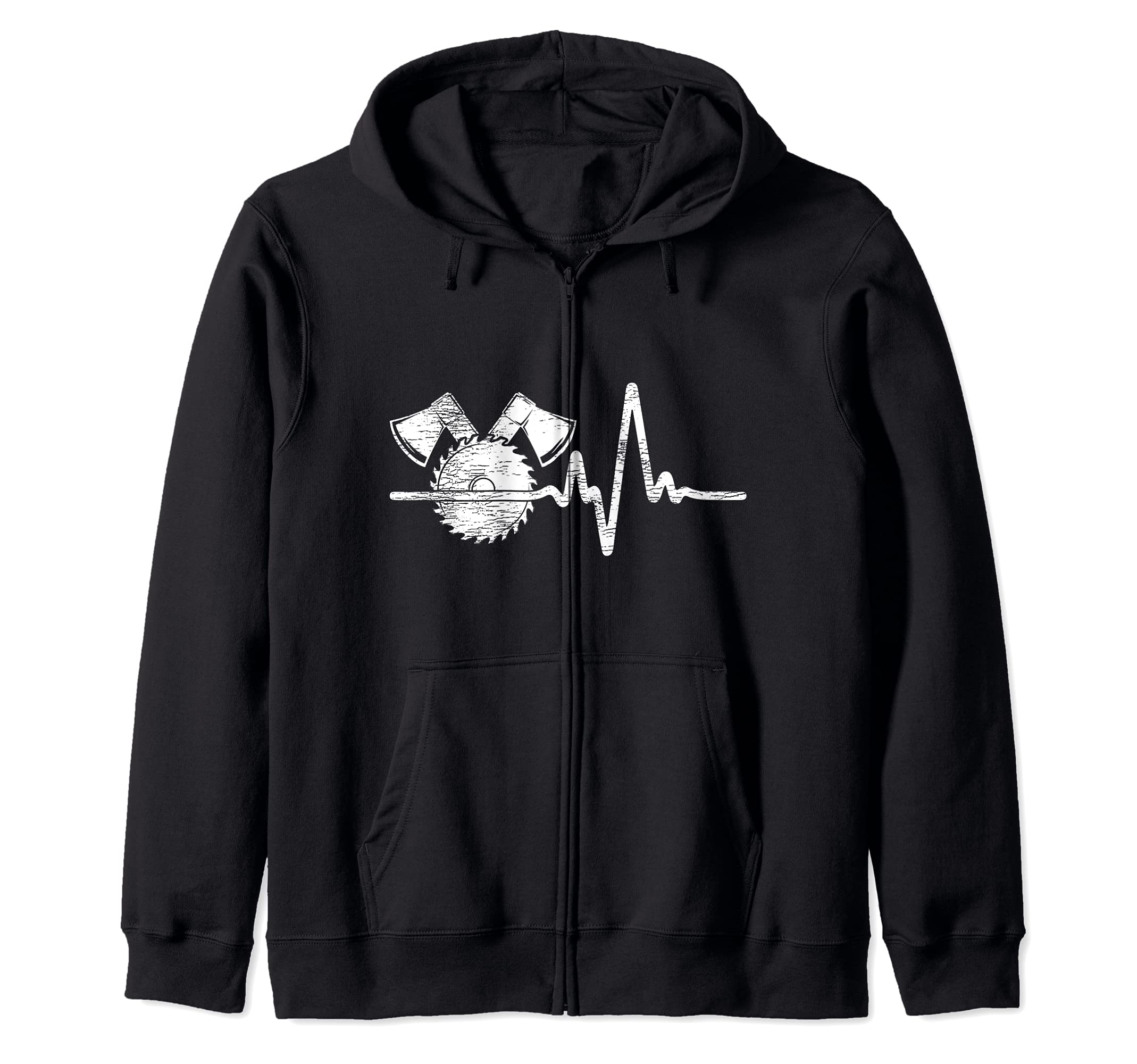 Funny Carpenter Woodworking Saw Heartbeat Zip Hoodie