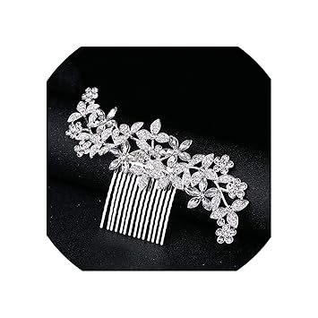 Amazon Com Large Silver Color Crystal Flower Wedding Hair Combs