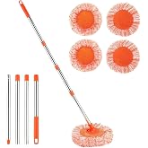 61 in Adjustable Cleaning Mop, Dolodomy 360&deg; Rotatable Mops for Floor Cleaning with 4 Reusable Heads, 2 Fabrics Wall Mop for Floor Door Window Ceiling and Bathroom