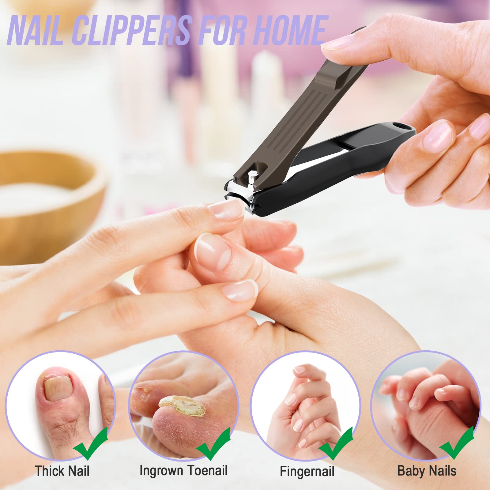 Nail Clipper with Catcher, GLAMFIELDS Large Fingernail Toenail Clippers Anti Splash, Stainless Steel Detachable Easy Clean Nail Cutter for Men Women Seniors (L+Nano Glass File) - Image 6