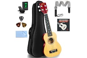Ukulele, Soprano 21 Inch Ukelele Lotkey Ukeleles for Beginners Rainbow String Kit (Ukalalee Strap Cloth Tuner Bag Picks Manual) (basswood)