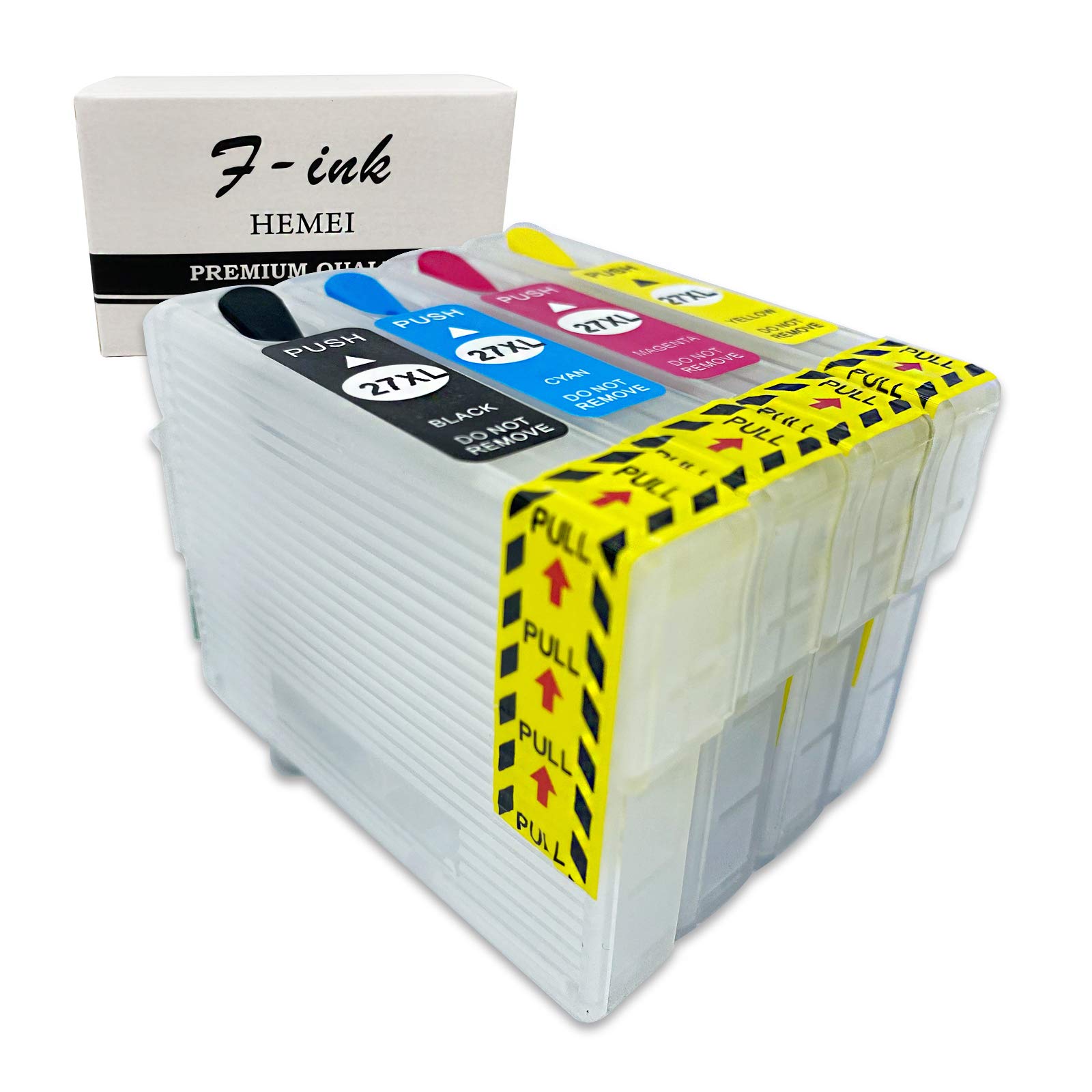 Empty Refillable Ink Cartridge Replacement For Ep 27 or 27XL Ink,Works With WorkForce WF-3640DTWF WF-7110DTW WF-7610DWF WF-7620DTWF WF-7720DTWF WF-7715DWF WF-7710DWF WF-7210DTWF Printer