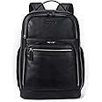 BOSTANTEN Leather Backpacks College 15.6” Laptop Travel Computer Shoulder Backpack For Men Black
