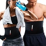 AZSPORT Waist Trimmer - Adjustable Ab Sauna Belt to shed the excess Water, weight and tone of mid section, Black - One Size Fits up to 50 Inches