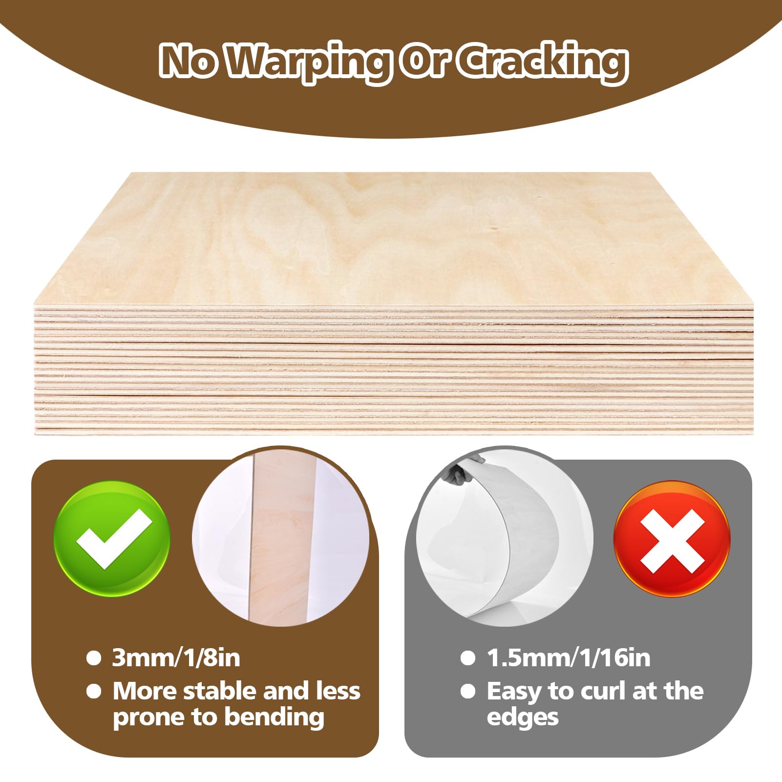 Adrattnay Basswood Sheets 3mm - 1/8 x 12 x 12 inch, 24pcs Square Laser Basswood Plywood for Laser Cutting & Engraving DIY Crafts, Wood Burning, Painting, Architectural Model Building
