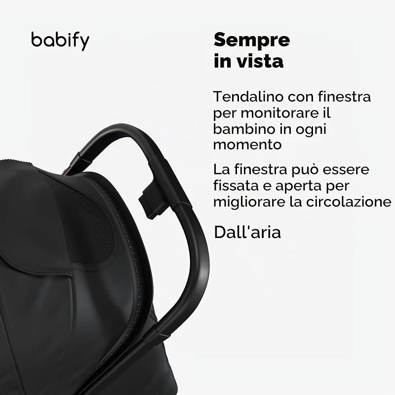 Urban Ease Passeggino Leggero - Da 0 a 4 Anni (22 kg), Ripiegabile con Una Mano, Reclinabile, Poggiapiedi Regolabile, Fodera Rimovibile, Cestino, Tettuccio con Finestra, Nero