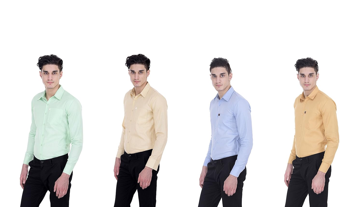 london looks men's cotton formal shirts multicolour (pack of 4)