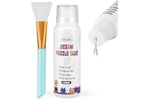 YAKAMOZ Jigsaw Puzzle Glue with Sponge Head for Adults Clear Water-Soluble Craft Puzzle Glue Quick Dry for 1000/1500/3000 Pieces of Puzzle,120ML