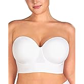 HSIA Strapless Bras for Women, Longline Bandeau for Large Bust Plus Size Supportive Corset Non Slip Convertible Bustier, White 42DDD