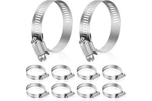 SUIMLMTA Hose Clamp, Stainless Steel Hose Clamps 2 Inch to 3 Inch, Large Adjustable Worm Gear Hose Clamps Assortment Kit Pipe Tool for Fuel Line, Plumbing, Automotive Mechanical, 10 PCS Hose Clamp Set