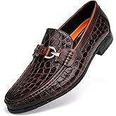 GOLDEN COXES FAMILY Premium Dress Shoes for Men, Classic Alligator Printed Business Leather Dress Slip on Loafer Shoes for Mens