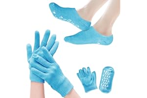 Moisturizing Gloves and Socks, Gel Spa Moisturizing Therapy Sock ＆ Glove, Overnight Gloves for Dry Hands, Repair and Soften A