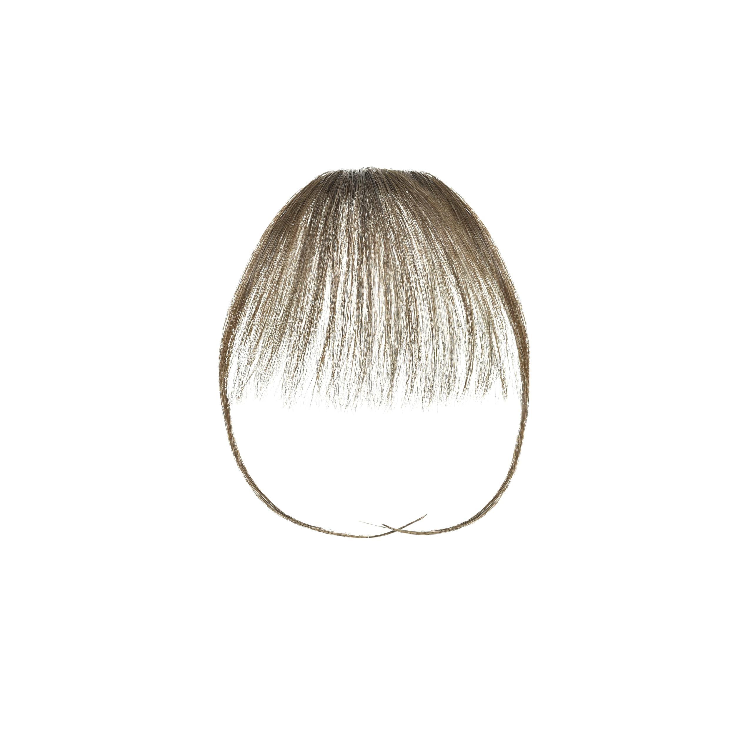 BUYOGET Clip in Fringe Human Hair Extension Airy Bangs Medium Brown Straight Remy Fringe Clip on Bangs Hair Clip for Women