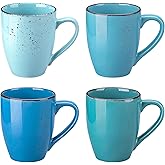 vancasso Navia Coffee Mug Set of 4, Ceramic 12 Oz Coffee Cups for Cappuccino, Latte, Tea, Multi Blue