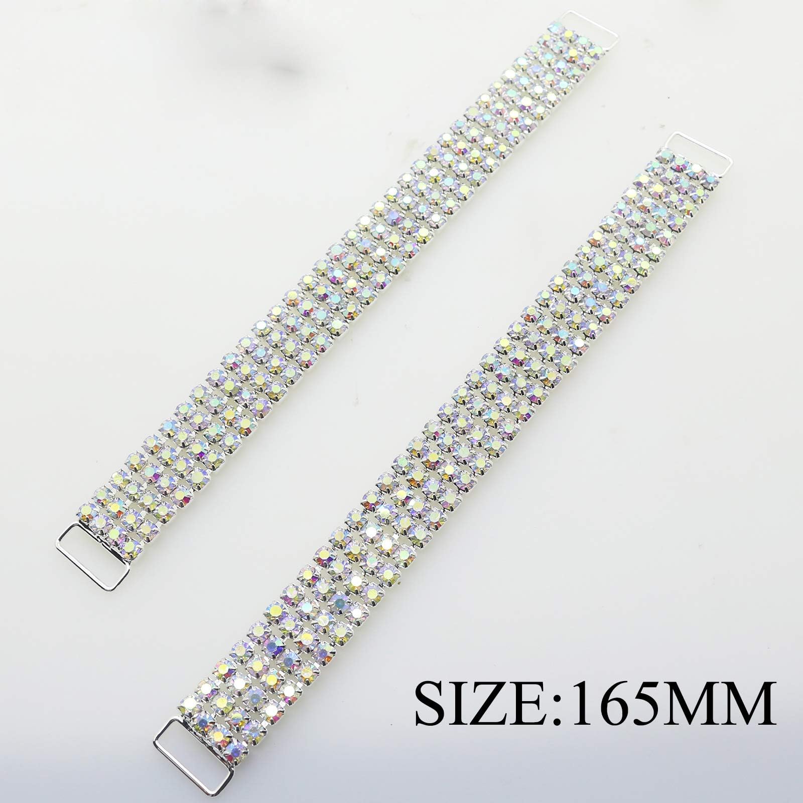 AngHui ShiPin 4pcs/lot 165mm AB Color Charm Metal Chain Buttons Crystal Rhinestone Bikini Swimwear Connectors/Buckle for Swimwear