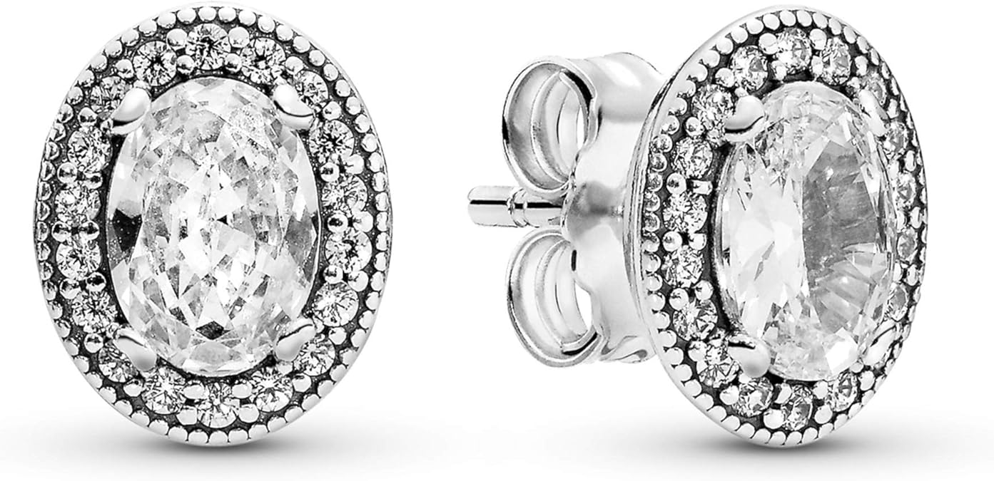 Pandora Jewelry Oval Sparkle Halo Stud Cubic Zirconia