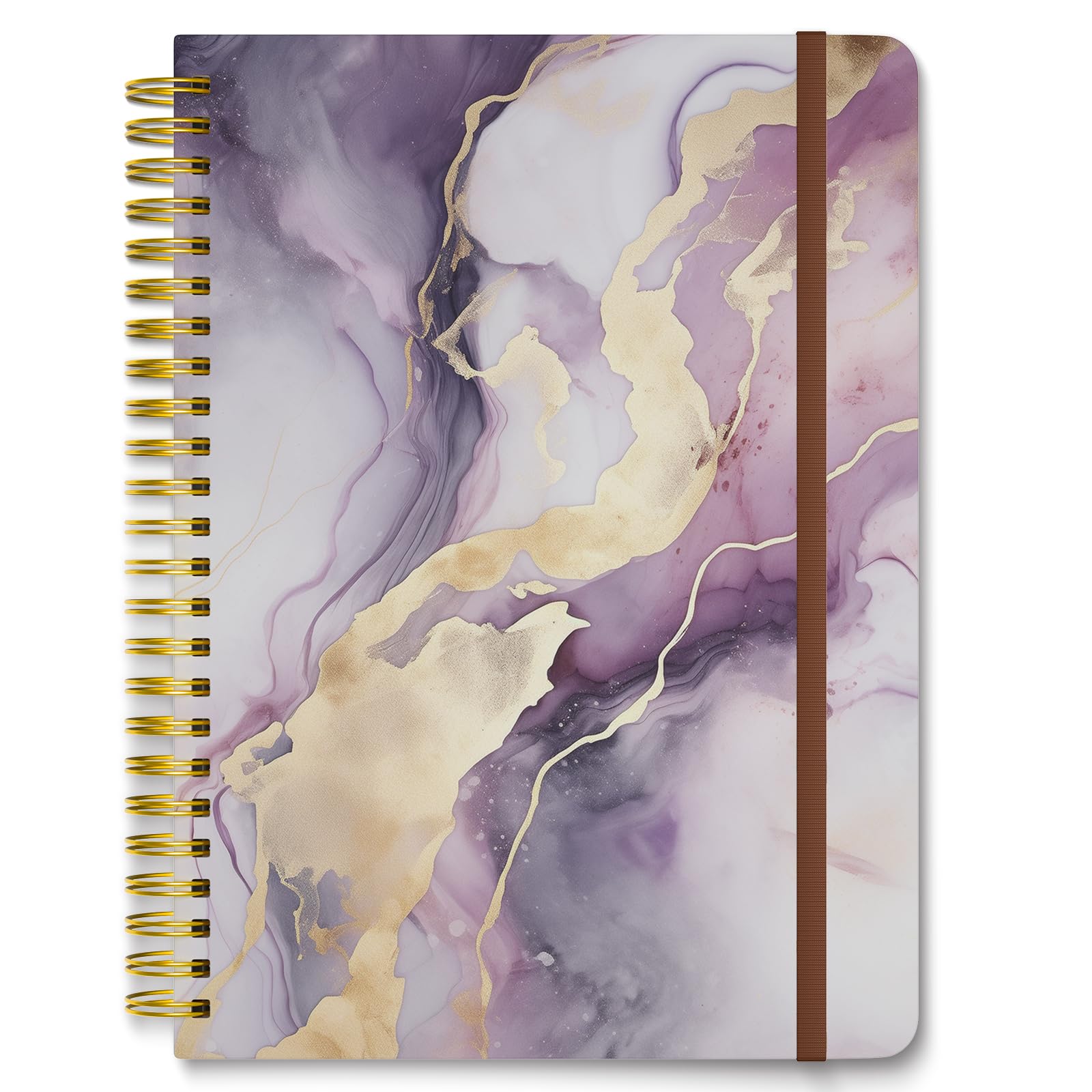 Hnogri Spiral Journal Notebook, Hardcover Lined Journal for Women, Medium 6 x 8.4 in, 160 Pages Thick Paper, Cute A5 College Ruled Notebooks for Journaling Writing Work Office School, Cute Marble