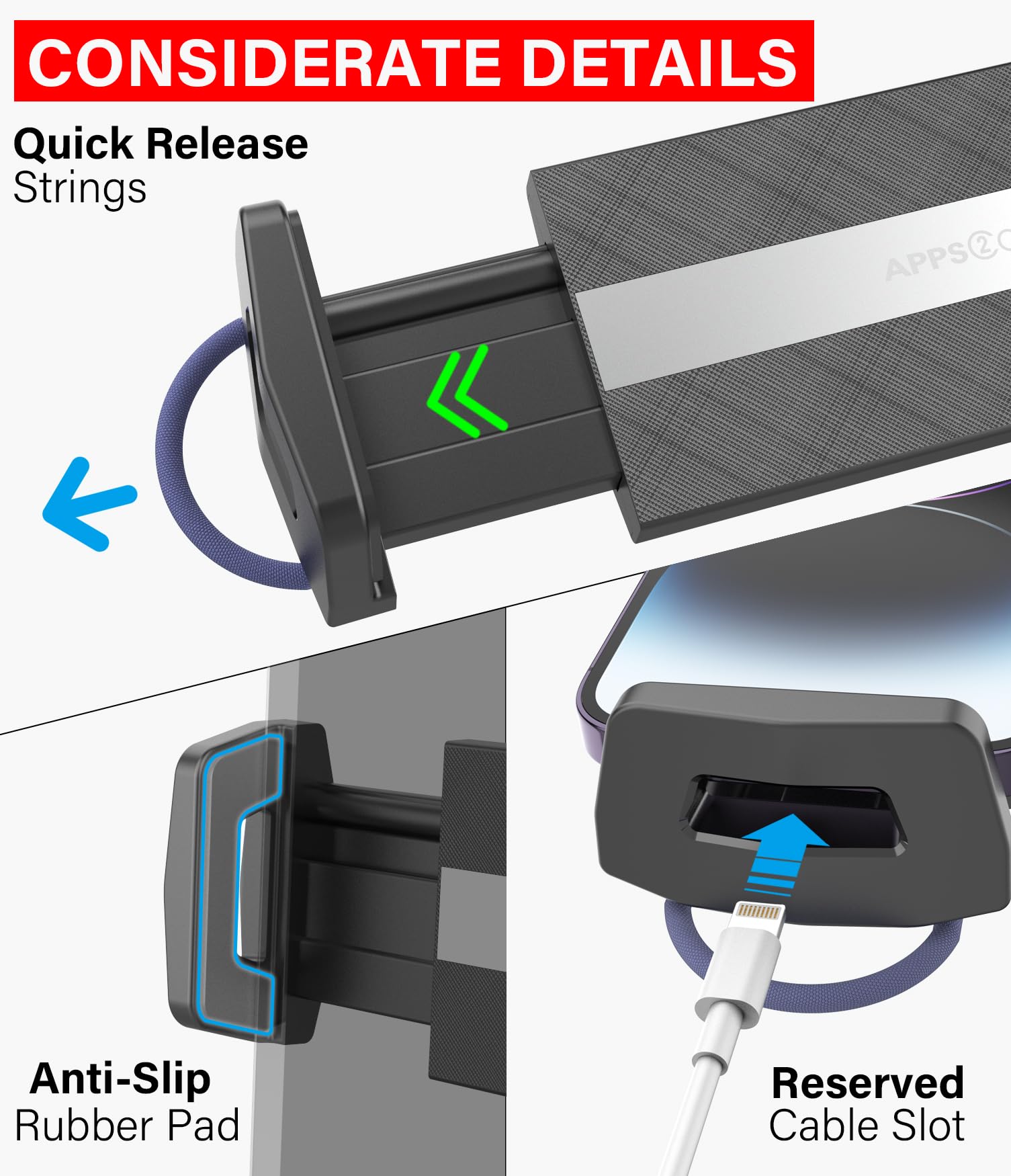 APPS2Car Solid Cup Holder Tablet Mount for Car, Adjustable Height iPad Car Mount for Truck Low Profile Road Trip Essentials Compatible with 4.7-13