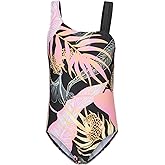Girls One Piece Swimsuits Hawaiian Floral Bathing Suit for Kids Girls Summer Swimwear with Wide Straps 3-16 Years