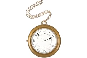 Hemobllo Clock Necklace Halloween Cosplay Hanging Neck Clock Party Costume Decor 8 Inch Gold Pocket Watch Pendant for Women G