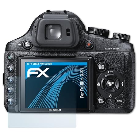 atFoliX Schutzfolie kompatibel mit Fujifilm X-S1 Folie, ultraklare FX Displayschutzfolie (3X)